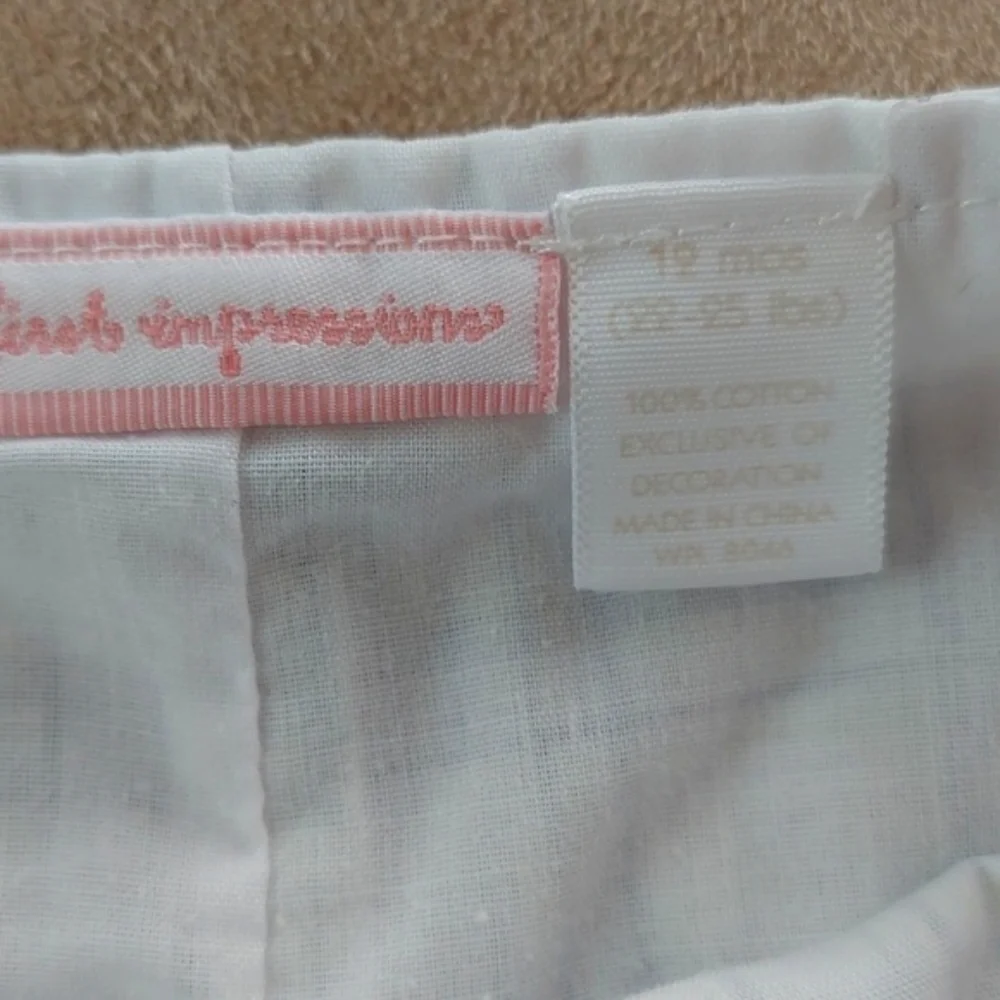 First Impressions Bubble Romper with matching hat - white & blue - sz 12mos